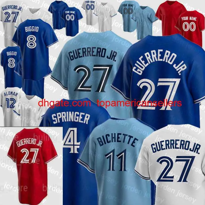 Maillots de baseball personnalisés 11 Bo Bichette 27 Vladimir Guerrero Jr. 4 George Springer Nate Pearson Cavan Biggio Randa