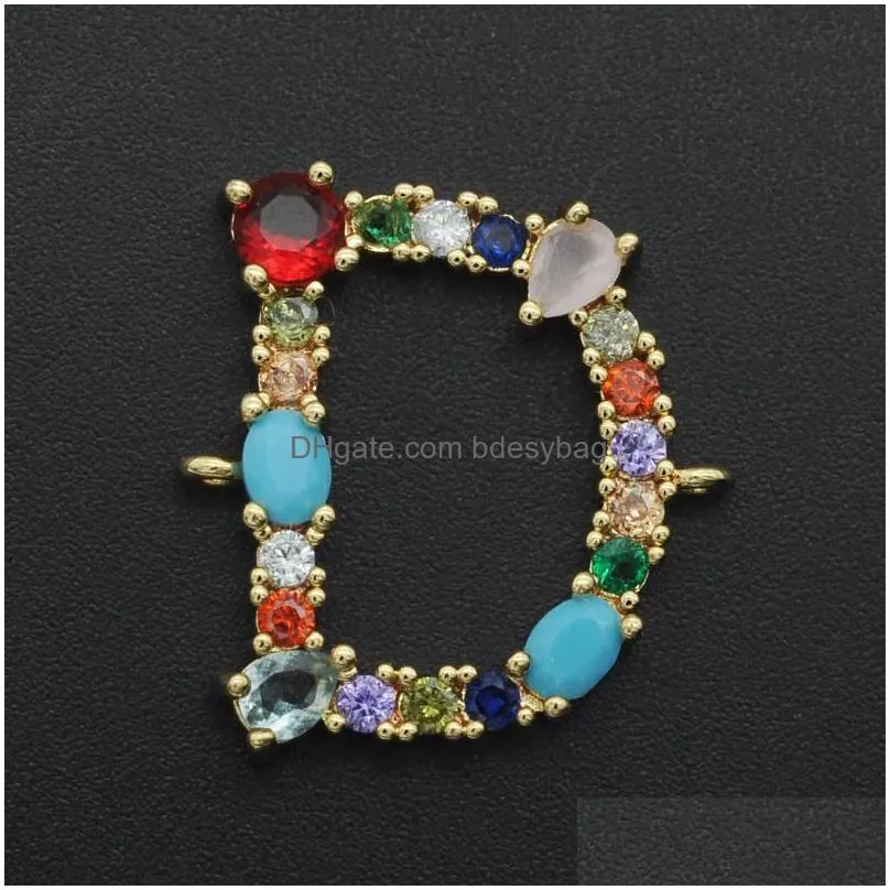 Charms Prachtig 21x18 mm CZ Zirkon Diy Sieraden Regenboog Alphabet AZ Connectoren Charm Groothandel Factory Sale sieraden Connector DHFD7