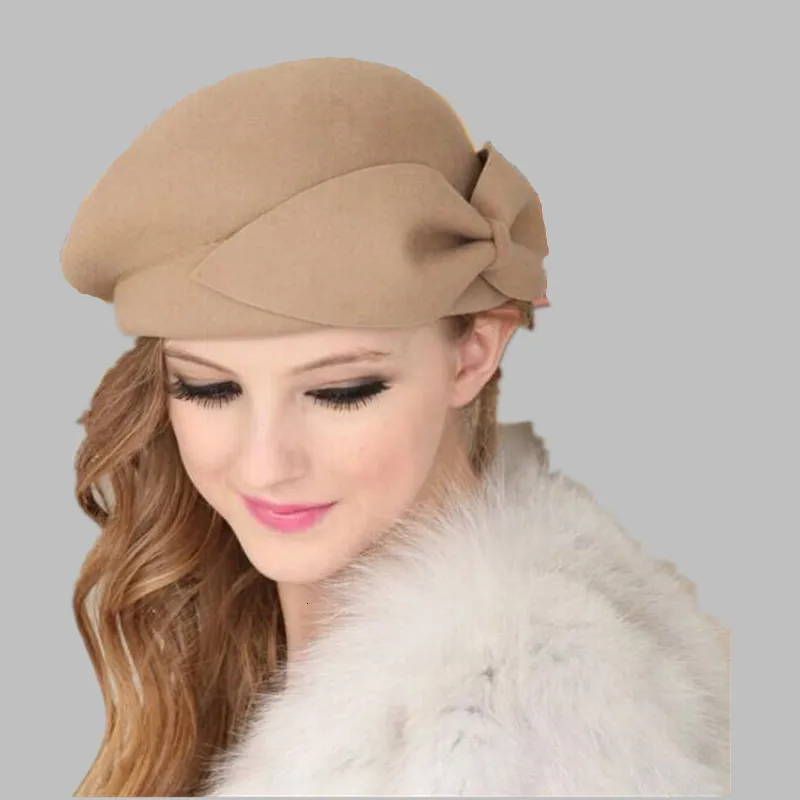 Beralar Ozyc% 100 Yün Vintage Sıcak Yün Kış Kadınlar Bere Fransız Sanatçı Beanie Hat Kapağı Tatlı Kız Hediye Bahar ve Sonbahar Şapkaları 230211