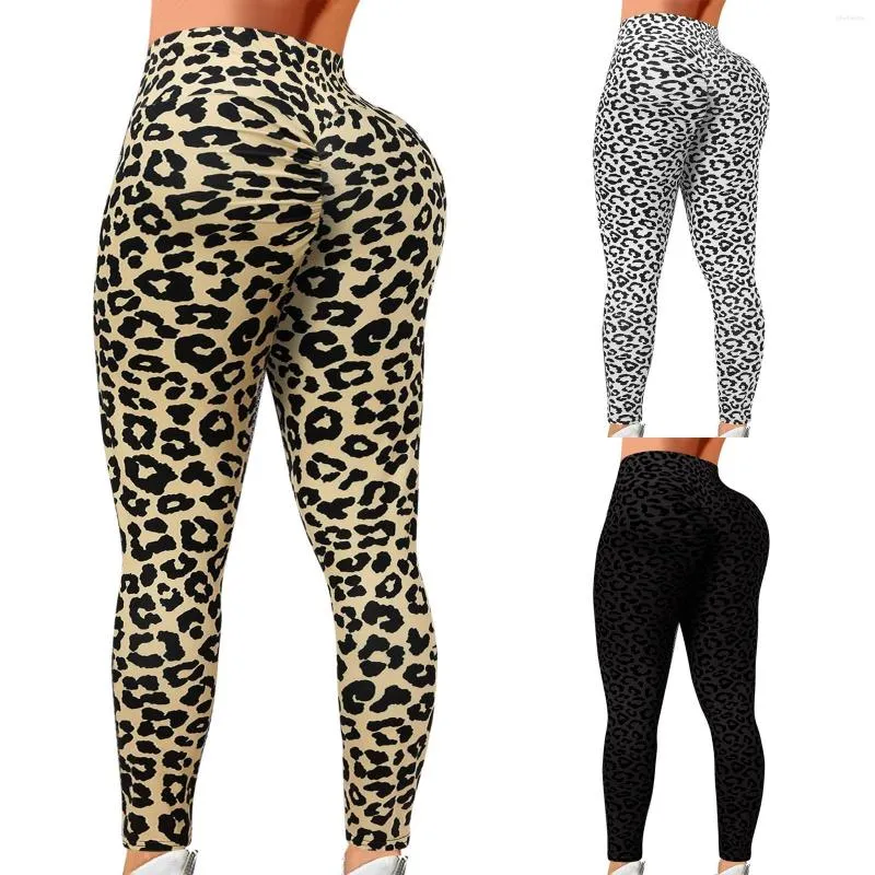 Women's Leggings Women's Leopard Print Yoga Pants Fold Sport Pencil Women Pantalon Femme