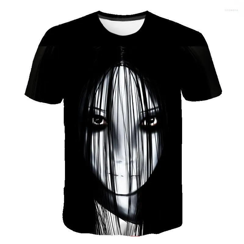 T-shirt da uomo 2023 Summer Sadako The Grudge Pattern Terror Streetwear Fashion T-shirt Boy 3D Stampato manica corta Uomo Donna Bambini Cool