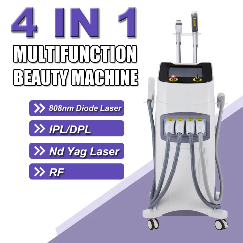 IPL Hårborttagningsmaskin 808nm diodlaser och yag laser fräkn ärr akne remover rf multifunktion svart docka behandling skönhet anti-rynk hud lyft