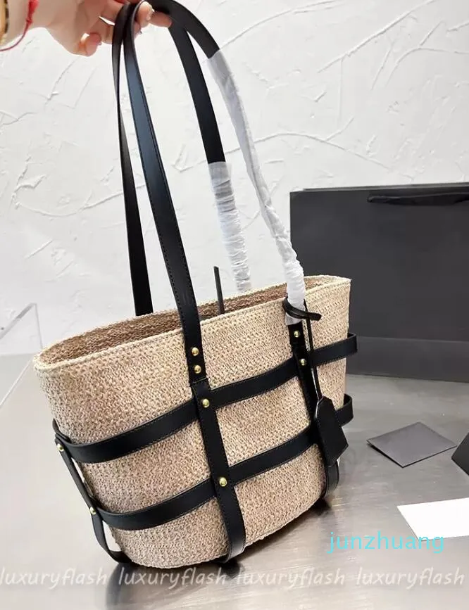 Designer Totes Stroh Geflochtene Raffia Frauen 2022 Sommer Neue Luxurys Einkaufstasche Handtasche Esigners Handtaschen Schulter Geldbörsen Hohe Qualität 8812