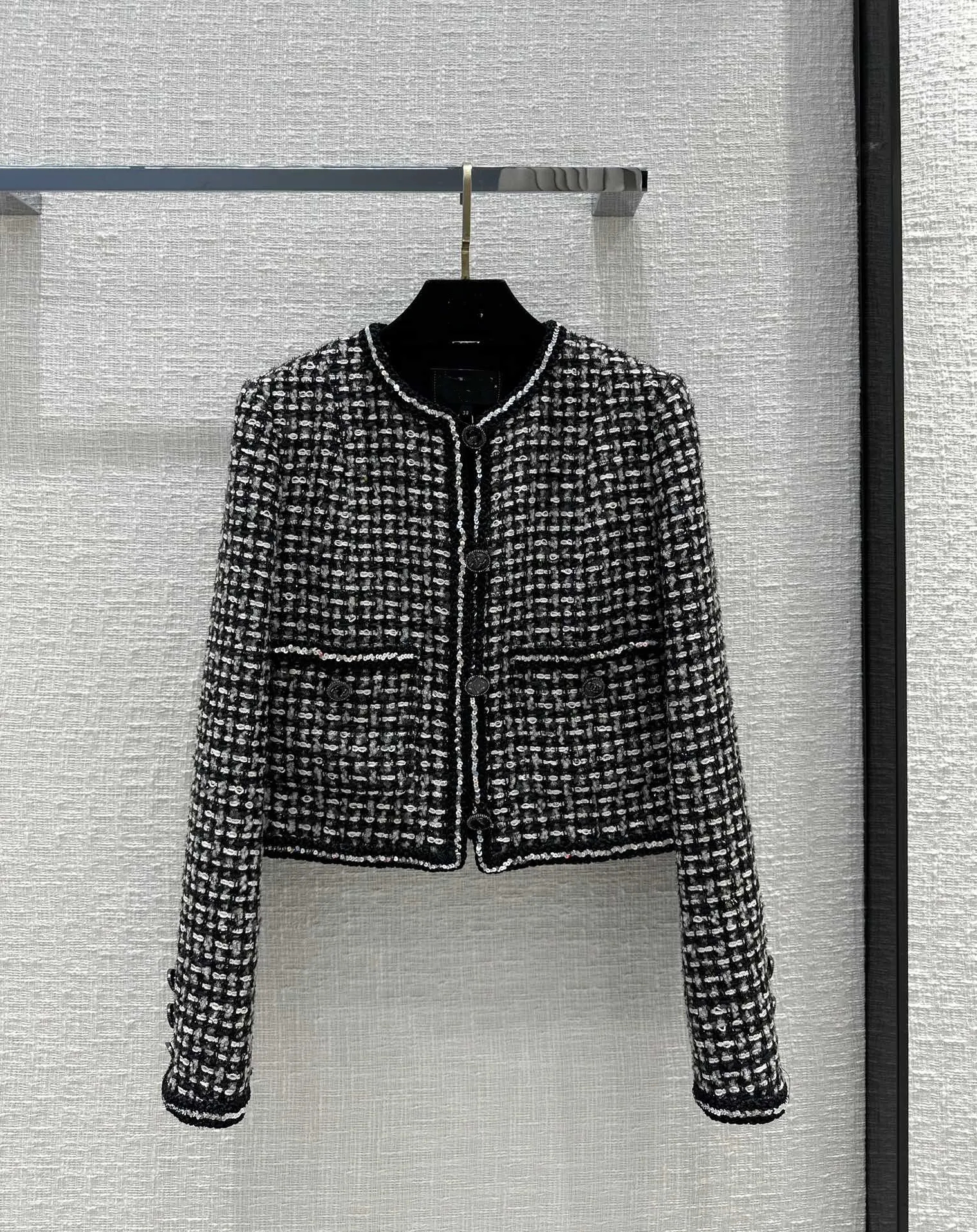 Giacca da donna vintage in tweed giacca cappotto abito da passerella femminile abito causale manica lunga top abbigliamento Q4