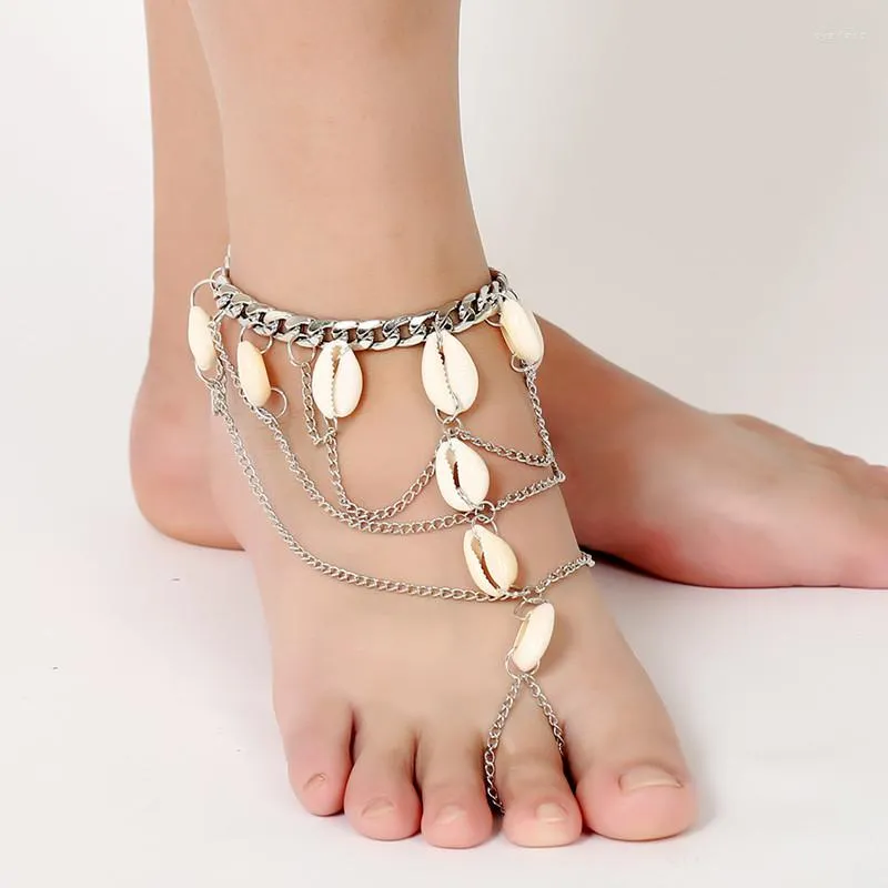 Hame 1pc moda kabuk püskül kadınlar için modaya uygun yaz çıplak ayaklı sandal ayak zinciri ayak ayak parkı ayak bileği bilezik mücevher aksesuarları