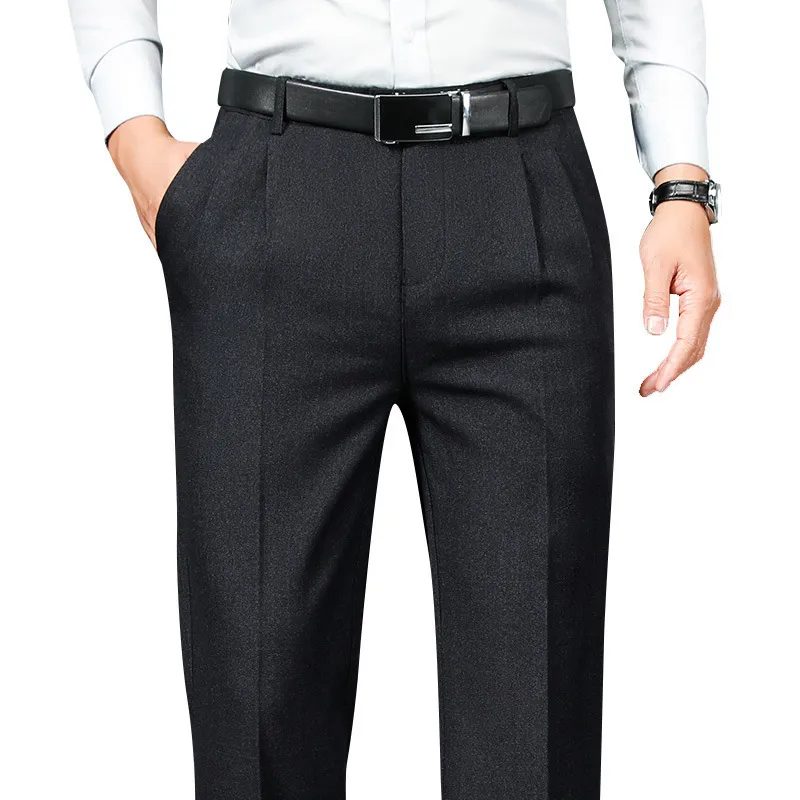 Męskie spodnie podwójnie plisowane mężczyźni spodnie Prosto luźne jesienne spodnie swobodne menu ubrania higt talia formalne spodnie 230213