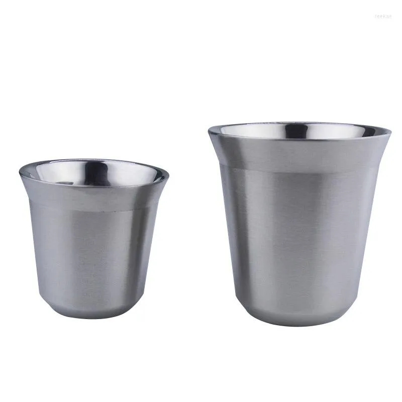 Mugs 304 Stainless Steel Double-layer Coffee Cup Heat Insulation Water Milk Drinking USJ99