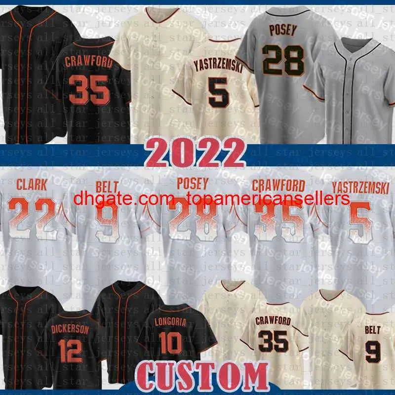 Niestandardowe koszulki baseballowe 2022 Jersey Buster Posey Brandon Crawford Mike Yastrzemski Darin Ruf Mauricio Dubon Steven