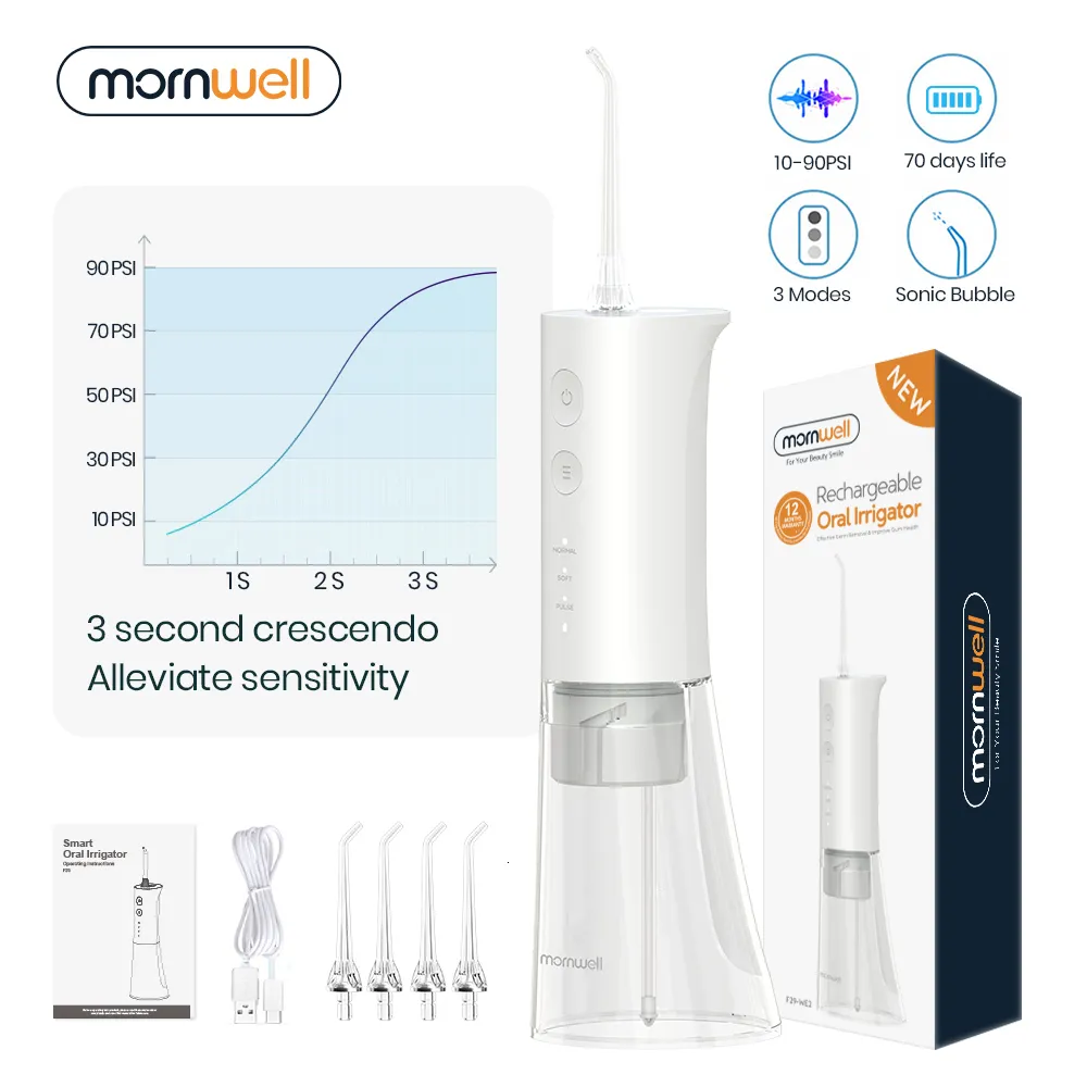 Autre Hygiène Bucco-Dentaire Mornwell F29 Jet D'eau Dentaire 3 Mode Flosser Irrigateur pour Dents Rechargeable Portable 180ML Réservoir Nettoyant 230211