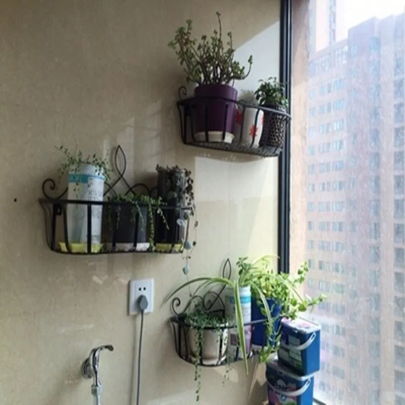 Planters krukor hängande planter rack metalltråd räcke blomma hållare stativ dekorativ konst väggmonterade växter korg för hemma bar jan88