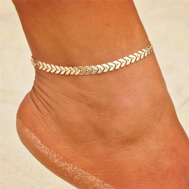 Anklets Bohemian Gold Color Vintage Arrows Chain Beach Foot Anklet för kvinnliga kvinnliga sommararmband smycken