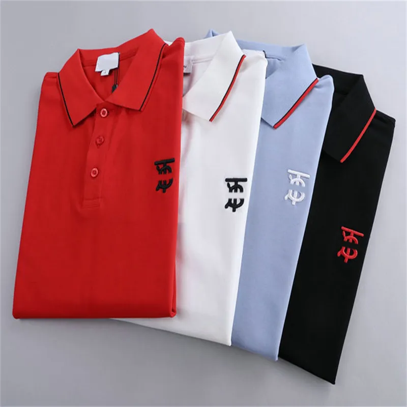 Yeni marka Yaz Erkekler Polo Nakış Gömlek Kısa Kollu Turn-aşağı Yaka Polo Giyim Erkek Moda Rahat Polo M-3XL #882 Tops