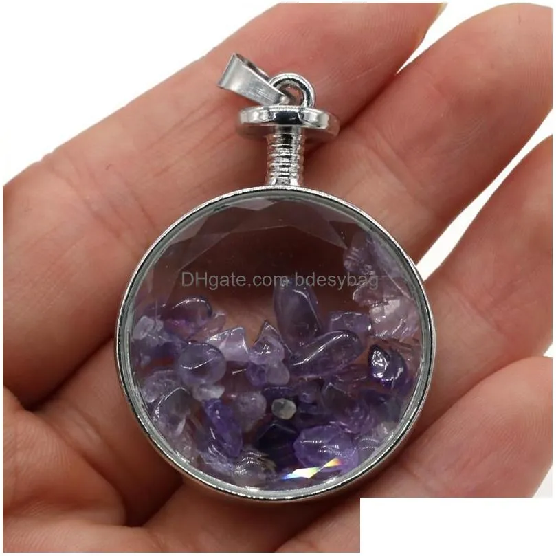 Charms Natural Stone hanger Amethisters kristal voor sieraden maken doe -het -zelf vrouwen ketting reiki genezing cadeau drop levering 202 dh9j7