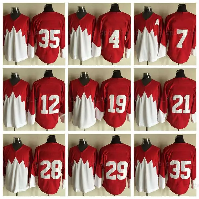 1972 Retror Hockey 4 BOBBY ORR 7 PHIL ESPOSITO Jersey 12 YVAN COURNOYER 19 PAUL HENDERSON KEN DRYDEN Stitched Team Rood Rood Wit