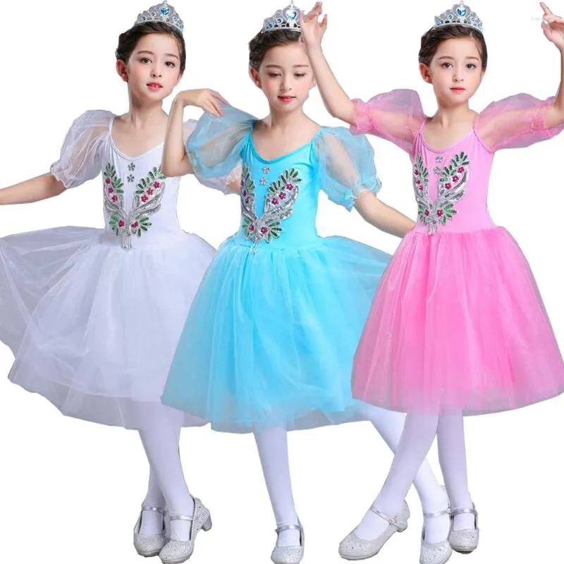 Stage Wear Girls Ballet Ballroom Dancing Jurk Swan Lake Costumes Kids Tuchard Dance Outfits Romantic Tutu