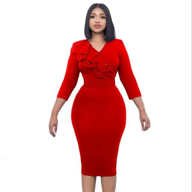 Fluffy sleeve pencil dress ブラウン M Fluffy sleeve pencil dress|LE'RURE
