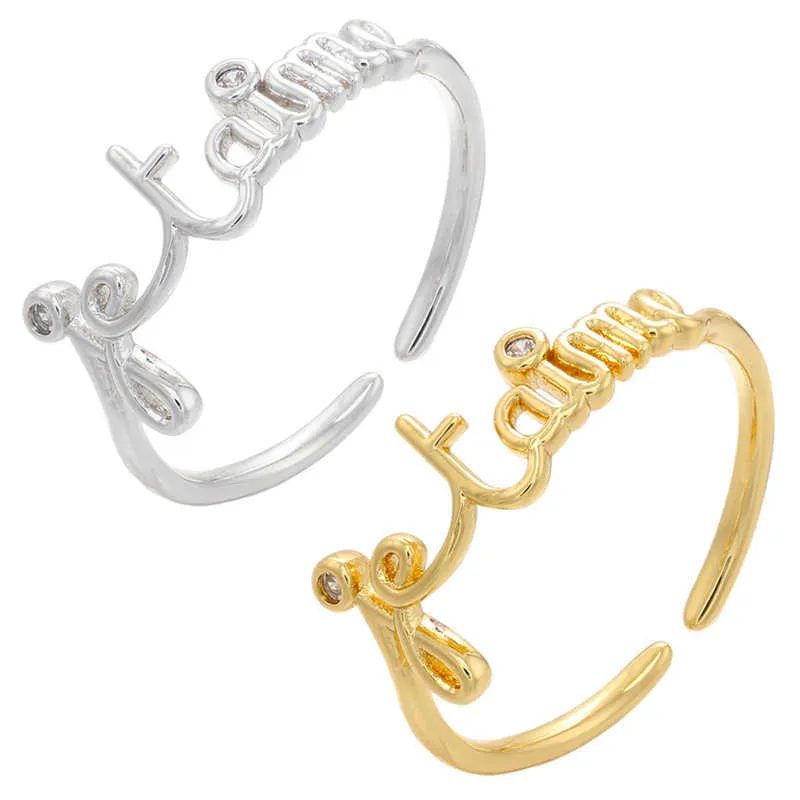 Bandringe ZHUKOU NEU Toi Et Moi Statement Ring Goldfarbe Zirocn CZ Damen Modeschmuck Buchstabe TOI MOI Ring für Paar Ring VJ92 G230213