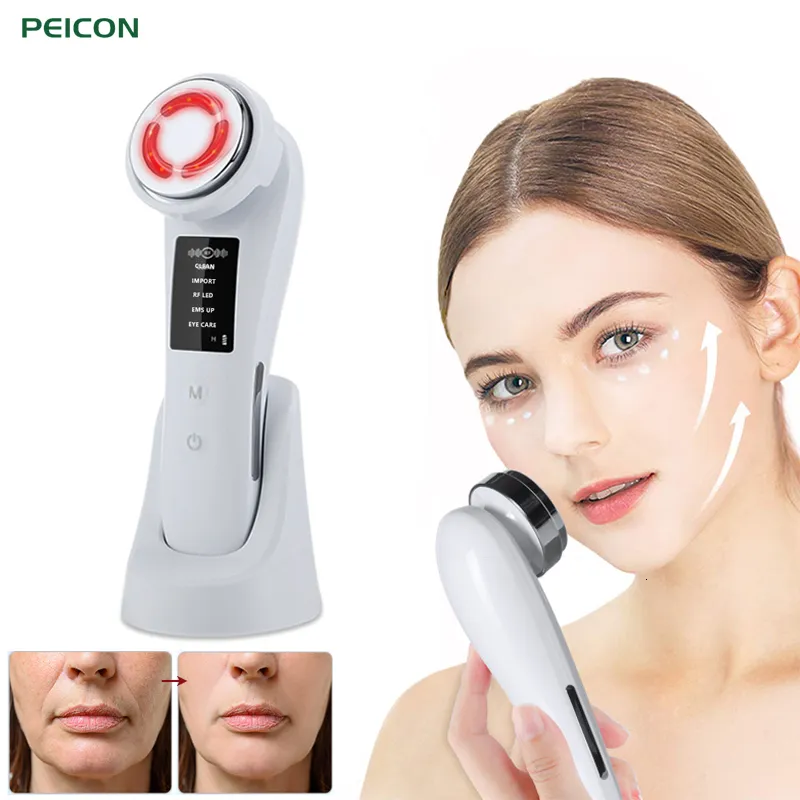 Ansiktsmassager RF Face Lift Devices Electric Skin Rejuvenation Radiofrekvens Massager Lättterapi Anti Aging Wrinkle Skin Drawing 230211