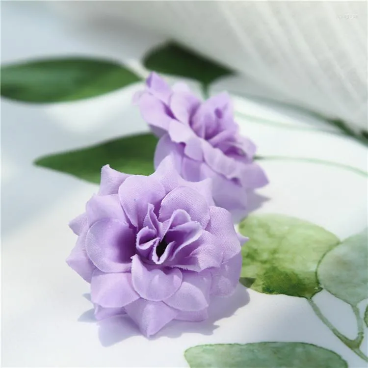 Fleurs décoratives 10pcs / lot Rose Artificielle Pour Voiture De Mariage Scrapbooking Artisanat Flores Simulation Fleur