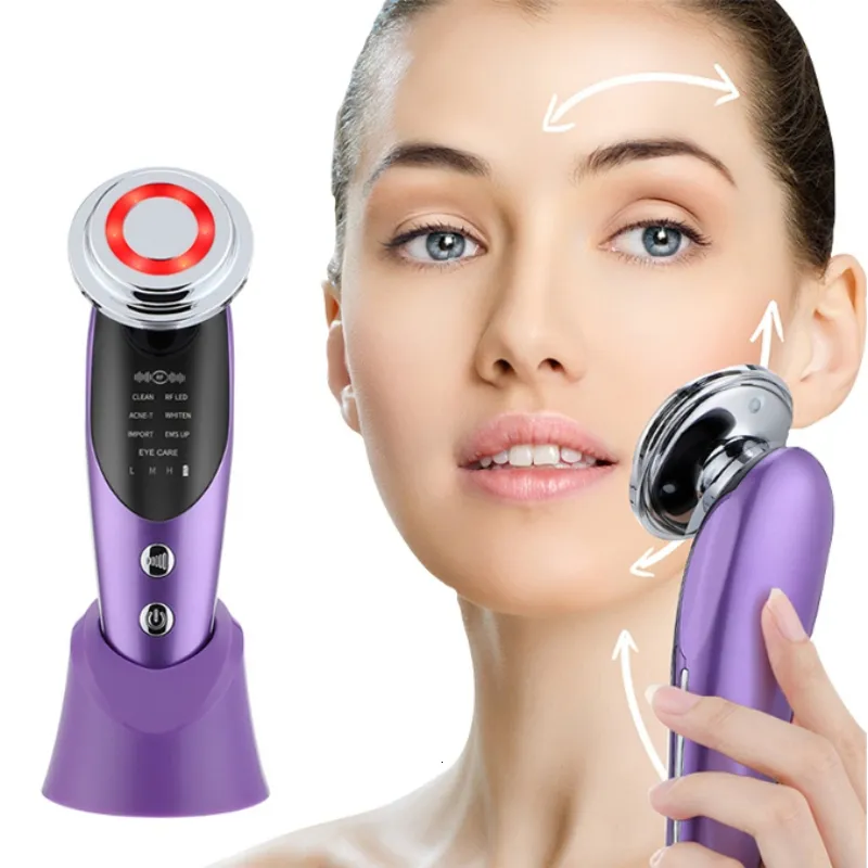 Gesichtsmassagegerät 7-in-1-Facelifting-Gerät Mikrostrom-Hautverjüngungsmassagegerät Lichttherapie Anti-Aging-Falten-Schönheitsgerät 230211