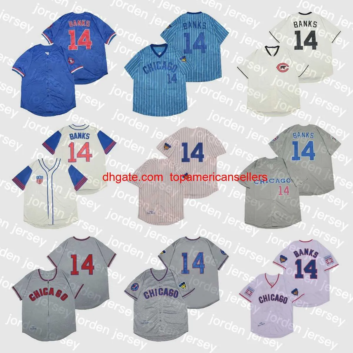 Maillots de baseball personnalisés 14 Ernie Banks Vintage 1942 1957 1968 1969 1994 Home Away Blue Cream Grey White Pull Button