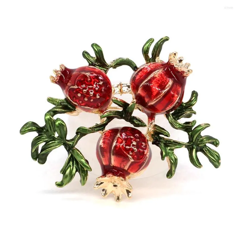 Brooches Fashion Red Pomegranate Brooch Enamel Fruit Shape Pins Women Casual Coat Weddings Party Rhinestone Jewelry Accessories Gift