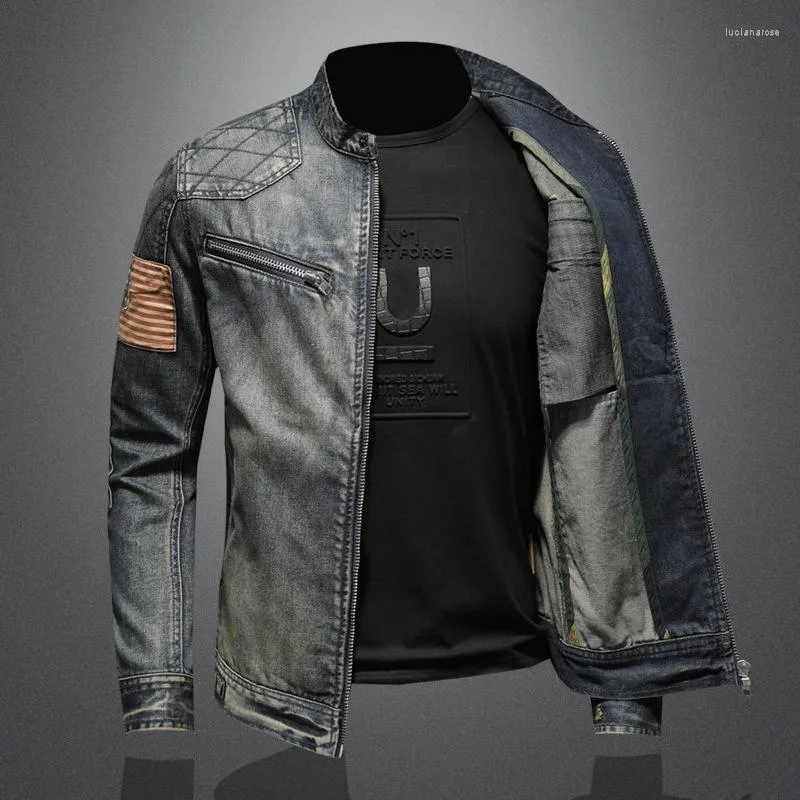 Männer Jacken Frühling Männer Denim Herbst Mode Slim Fits Motorrad Jean Jacke Patchwork Multi Zipper Sexy Herren Outwear