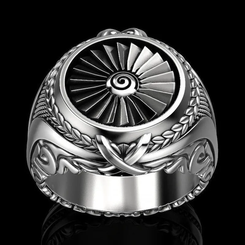 Cluster Rings Men's Vintage 925 Silver Turbine Ring Gift Jewelry Wholesale Size 7-12