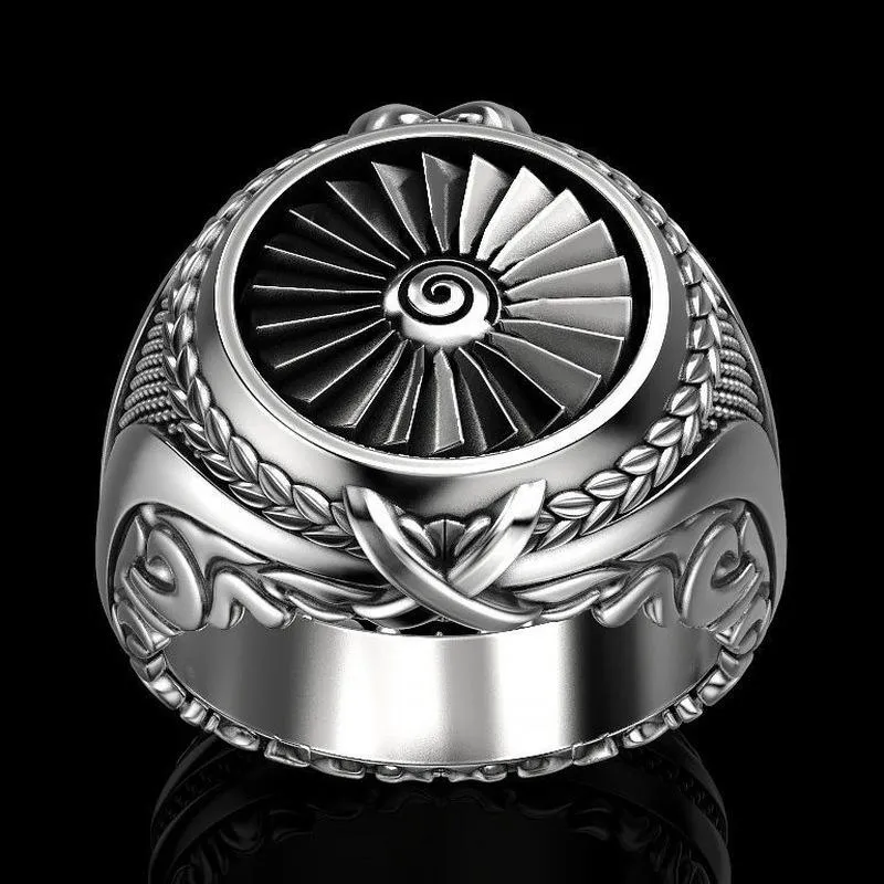 Rings de cluster Vintage masculino 925 Silver Turbine Ring Jewelry Tamanho do atacado 7-12