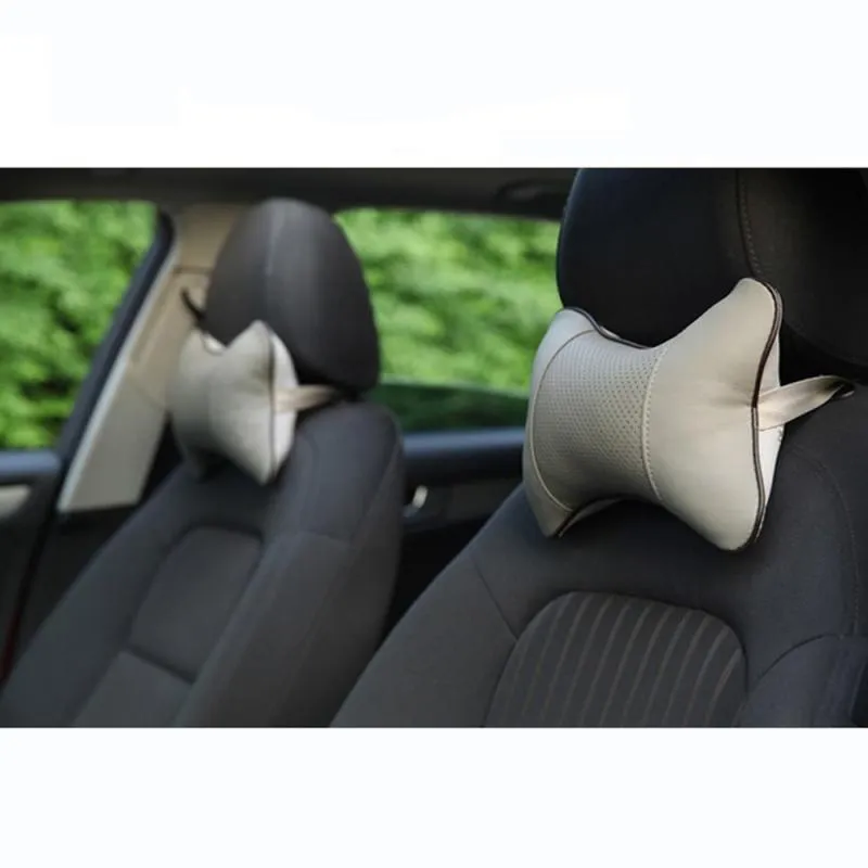 Seat Cushions Universal Car Headrest Pad Memory Foam Leather Head Neck Rest Cushion Safety Comfortable Accessories Interior Pillow