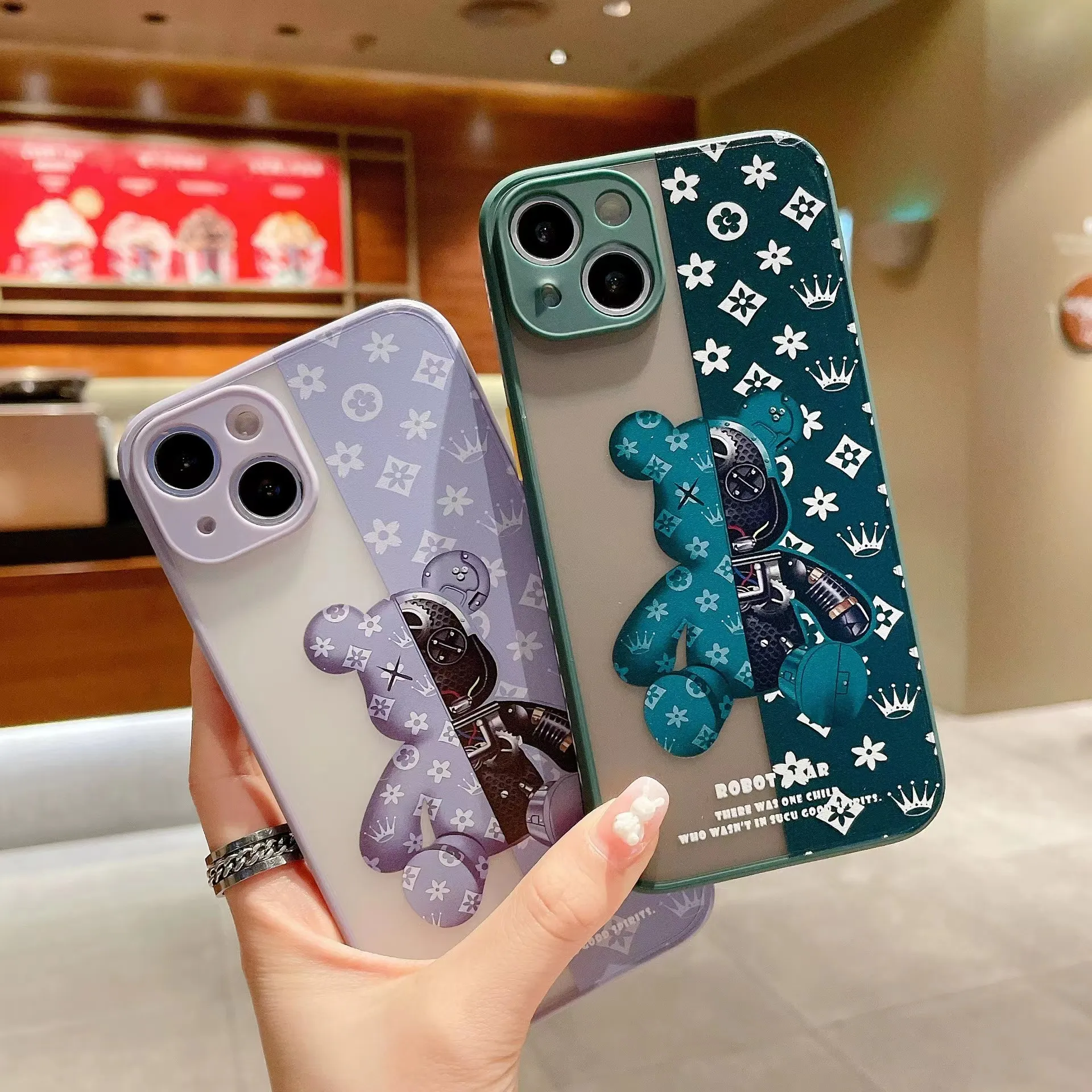 Mobiltelefonfodral Fashion Luxury Ultra Cool Bear Phone Case för iPhone 12 Pro Max Mini 13 Pro Max 6 6S 7 8 Plus X Xs Max XR SE TPU FUNDA F0QZ