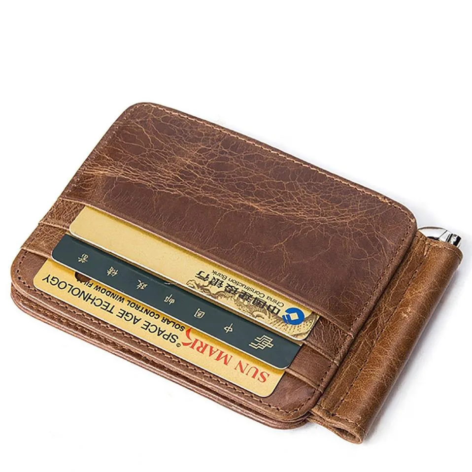 Porta carte da uomo MVA Porta carte in vera pelle Porta carte d'identità vintage Porta monete con portamonete Portafoglio corto267h