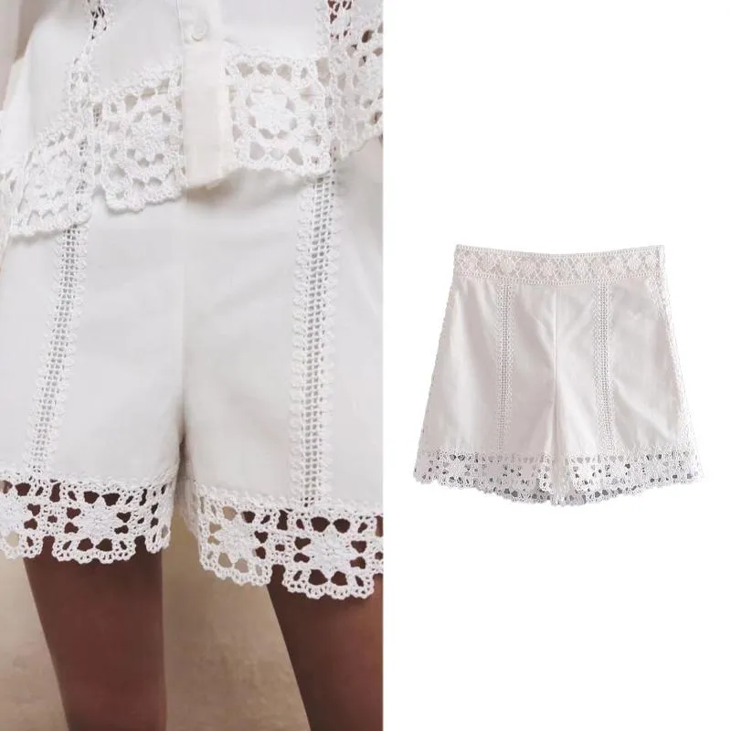 Dames shorts Summer Zar Fashion Crochet White Lace Hollow Korte Rechte Girl-stijl Leeftijdsverlaging PL2656 Women's