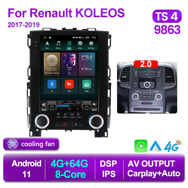 Android 11 Player Car DVD Радио для Renault Samsung SM6 Talisman Koleos Megane 4 2017-2019 Multimedia Tesla Vetice Screen Screen GPS Navi Stereo Stereo