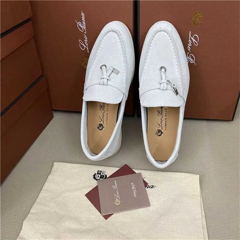 Italië ontwerper Loropiana schoenen LP damesschoenen klassieke diepe mond loafer schoenen met één voet schoenen plat opgeloste lederen gesp werken Soft Soled Deodorant schoenen