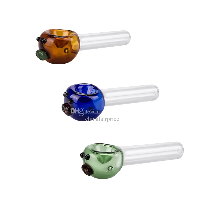 Chinafairprice Y007 pipe da fumo circa 4 pollici testa di maiale stile cucchiaio ciotola pipa in vetro tabacco colorato erba secca