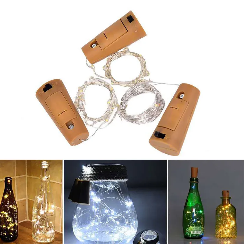 1M 10LED 2M 20LED Lampe Solaire En Forme De Bouchon De Bouteille Lumière Verre Vin LED Fil De Cuivre Guirlande Lumineuse Pour La Fête De Noël De Mariage Halloween USALIGHT