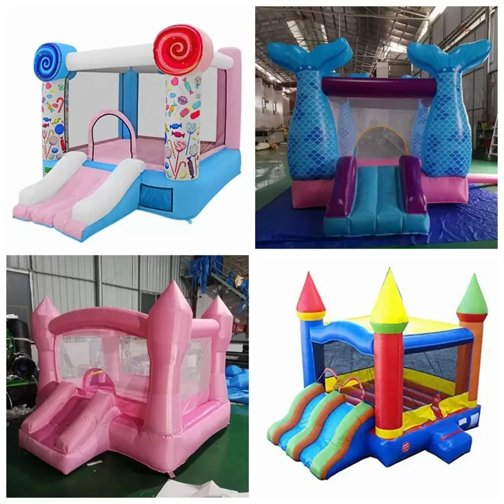Customized Outdoor Mini Inflatable Jumping Castle Bouncer Bounce House Combination Entertainment Trampoline Children Kids Slide with blower free ship
