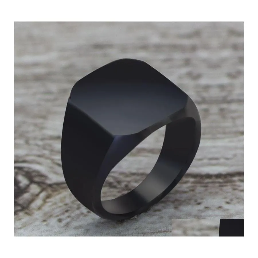 Pierścienie zespołowe proste czarny pierścień kwadratowy klasyczny ślub zaręczynowy biżuteria upuszcza dostawa dhsqj