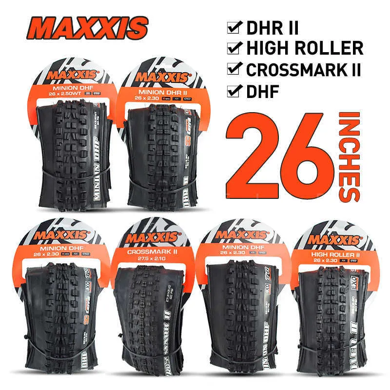 Pneus 1pc MAXXIS 26 pneu de vélo EXO TR 26*2.1 26*2.3 26*2.4 26*2.5 VTT pneu pliant MINION DHF/DHR/HIGH ROLLER/Crossmark 0213