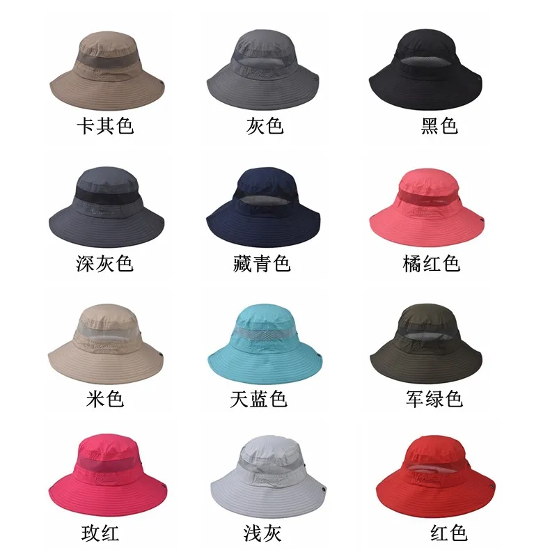 European Outdoor All-Matching Bucket Hat Men's and Women's Solid-Colored Sun Protection Suns Hat Breathable Sweat Absorbing Alpine Cap