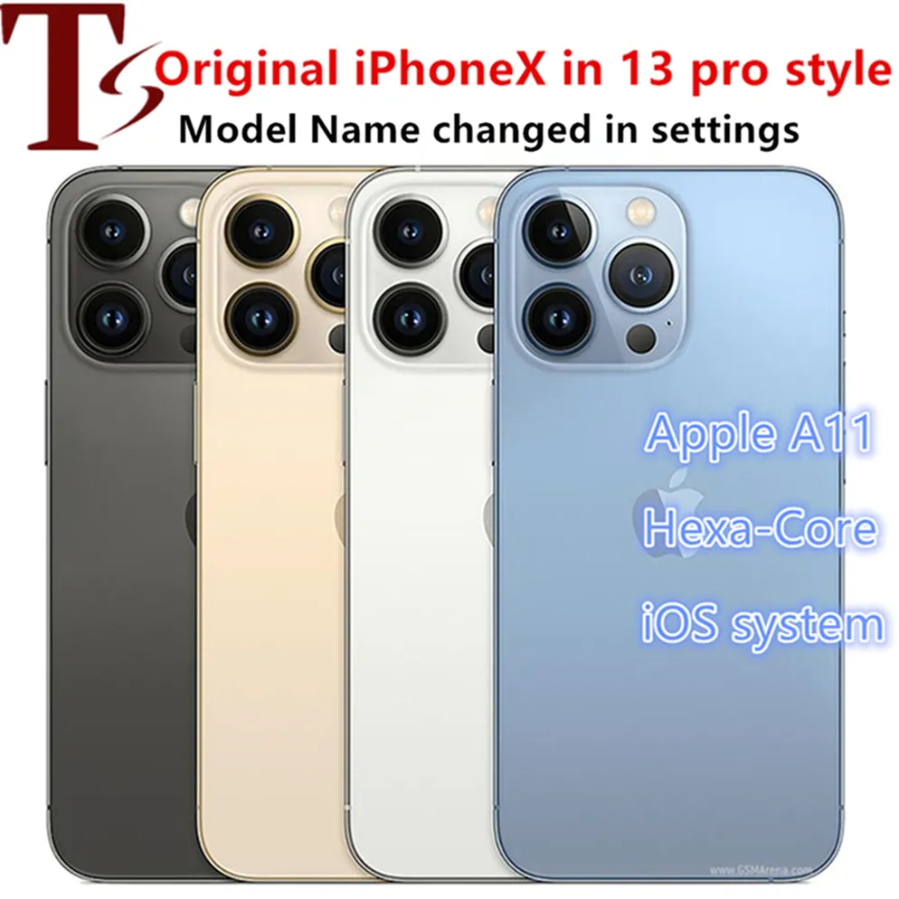 100% Apple Оригинальный отремонтированный iPhone X в 13 Pro Style Phone разблокирован с 13PRO BoxCamera Внешний вид 3G RAM 256 ГБ смартфона