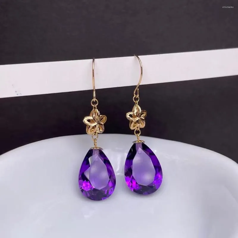 Серьги -грибы Shilovem 18k желтого золота пьезоэлектрический аметист