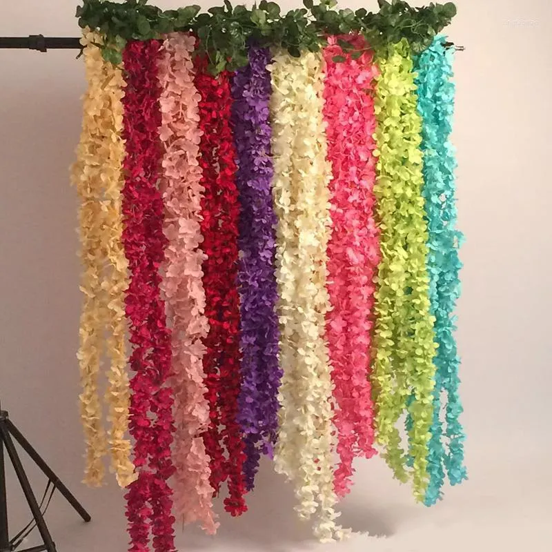 Dekorativa blommor 6.56ft Silk Wisteria Vine Artificial Orchid Faux Floral Wedding Garland Garden Decoration Rattan Hanging Wall Fake