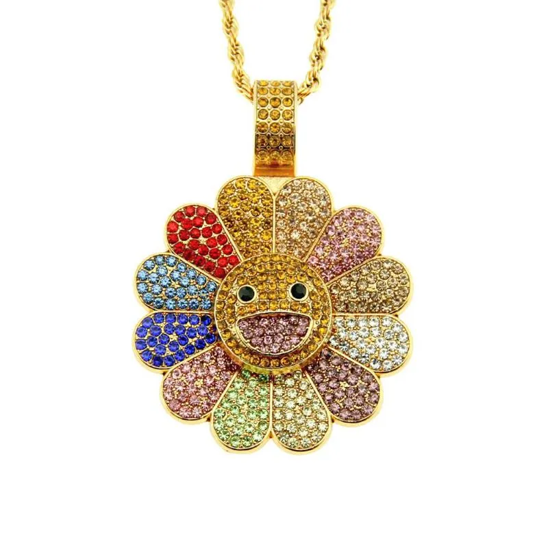 Pendentif Colliers Commerce extérieur européen et américain Mode Sun Flower Collier Net Rouge Tournesol Bijoux Ventes directes d'usine