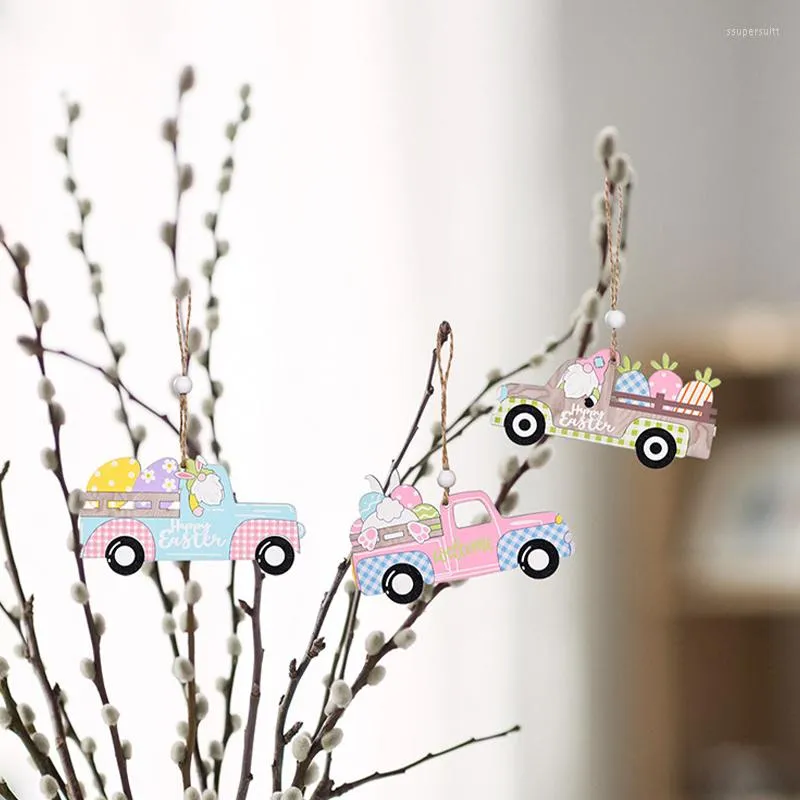 Figurine decorative Pasqua Bellissime decorazioni Ciondolo auto in legno piccolo