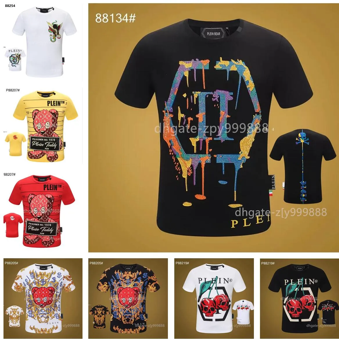 PLEIN BEAR T-Shirt Herren-Designer-T-Shirts Markenkleidung Strass-Schädel-Männer-T-Shirts Klassisch hochwertige Hip-Hop-Streetwear-T-Shirt Lässige Top-T-Shirts Größe S-3XL – 88134