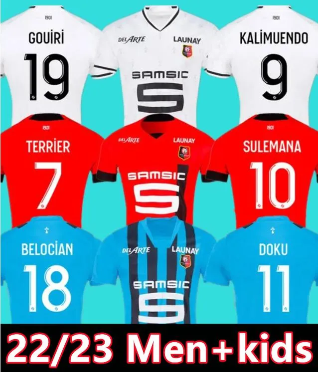 22-23 Stade Rennais Soccer Jerseys Away Third Rennes 120th 2022 2023 Aguerd Bourigeaud Terrier Doku Laborde Santamaria Men Kids Kit