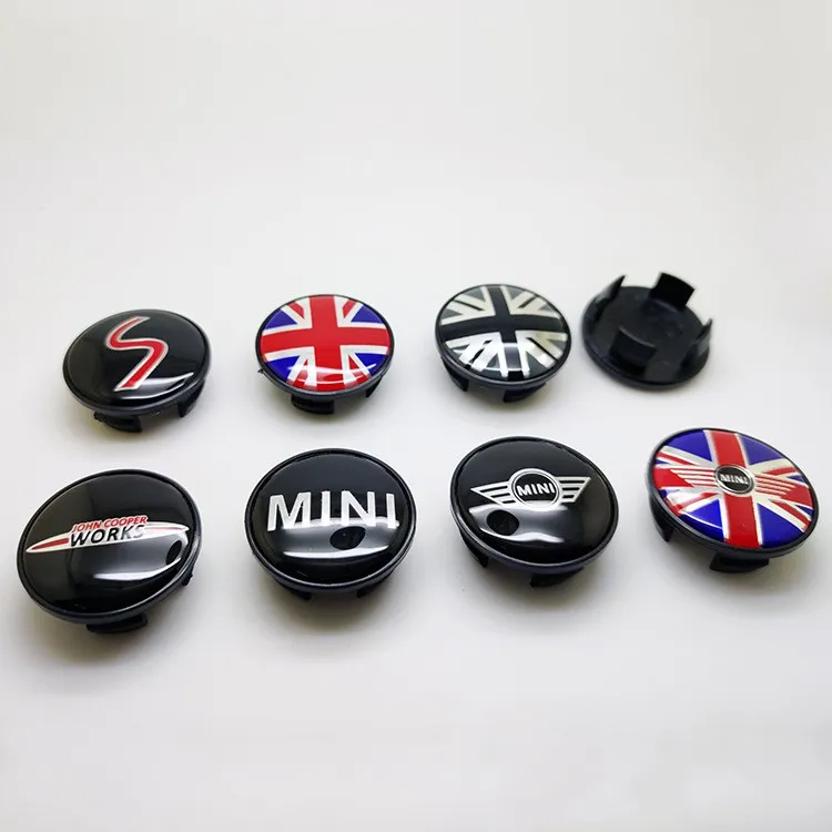 100 pcs 54mm 4 broches Mini Cooper Emblem Wheel Center Cap Véritable R50 R53 R56 R55 R52 Logo Autocollant