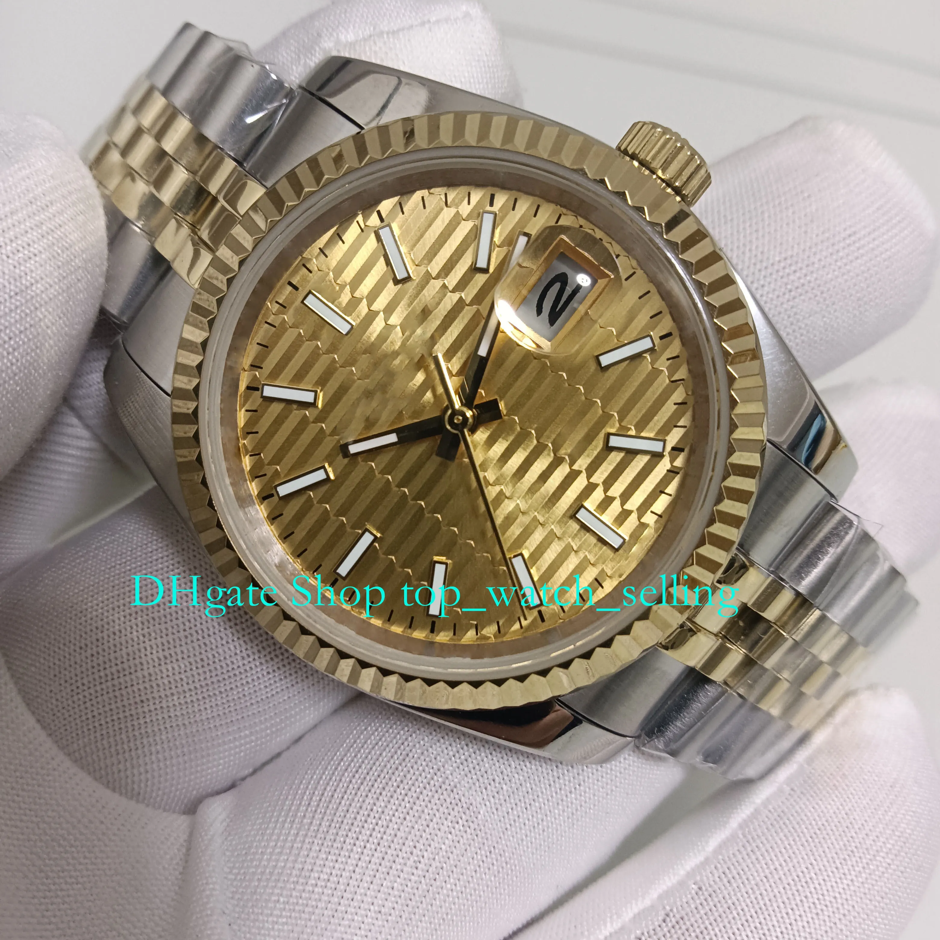 20 couleurs avec boîte femmes montres automatiques pour nouveau modèle femmes taille moyenne femmes hommes 36mm cadran doré or jaune 18 carats date deux tons montre-bracelet